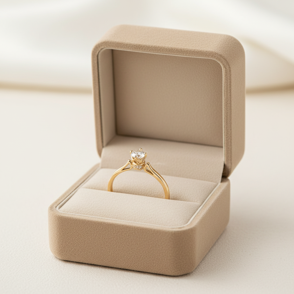 Luz Serena – Anel Solitário em Ouro 18k