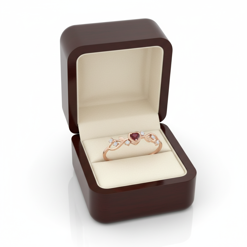 Anel Coração Encantado Branca de Neve em Ouro Rosé 18k