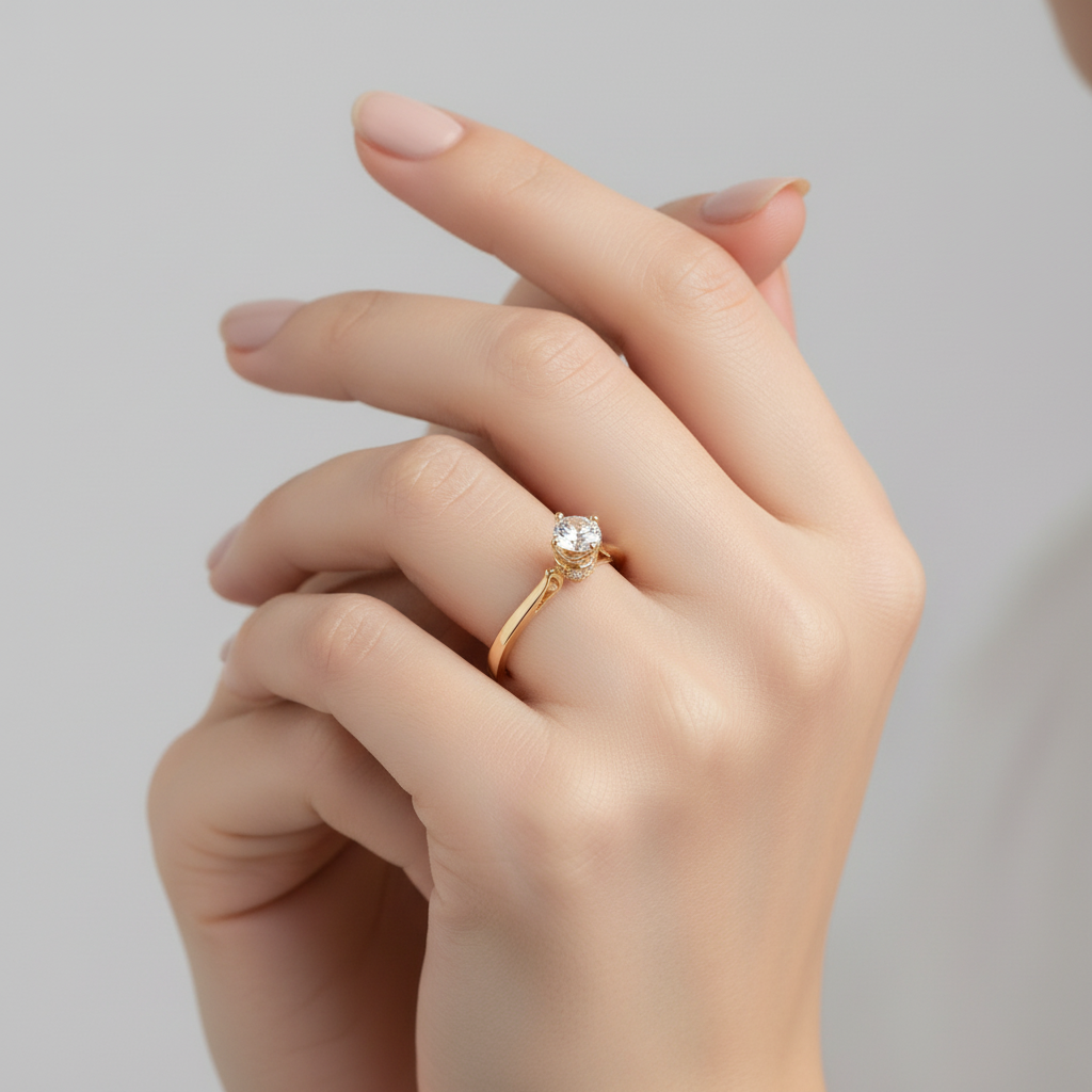 Luz Serena – Anel Solitário em Ouro 18k