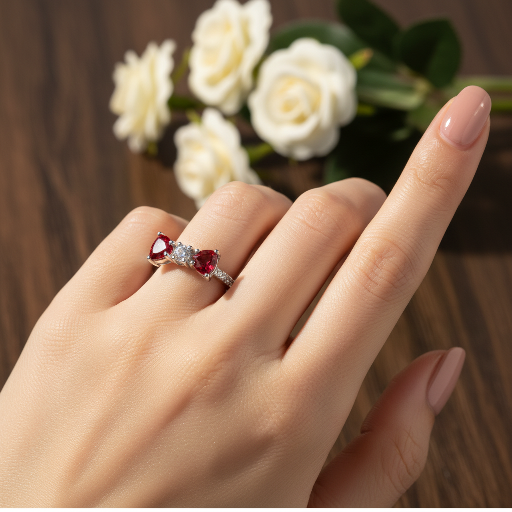 Anel Laço Rubi em Prata 925 com Zircônias – Delicadeza e Brilho Intenso